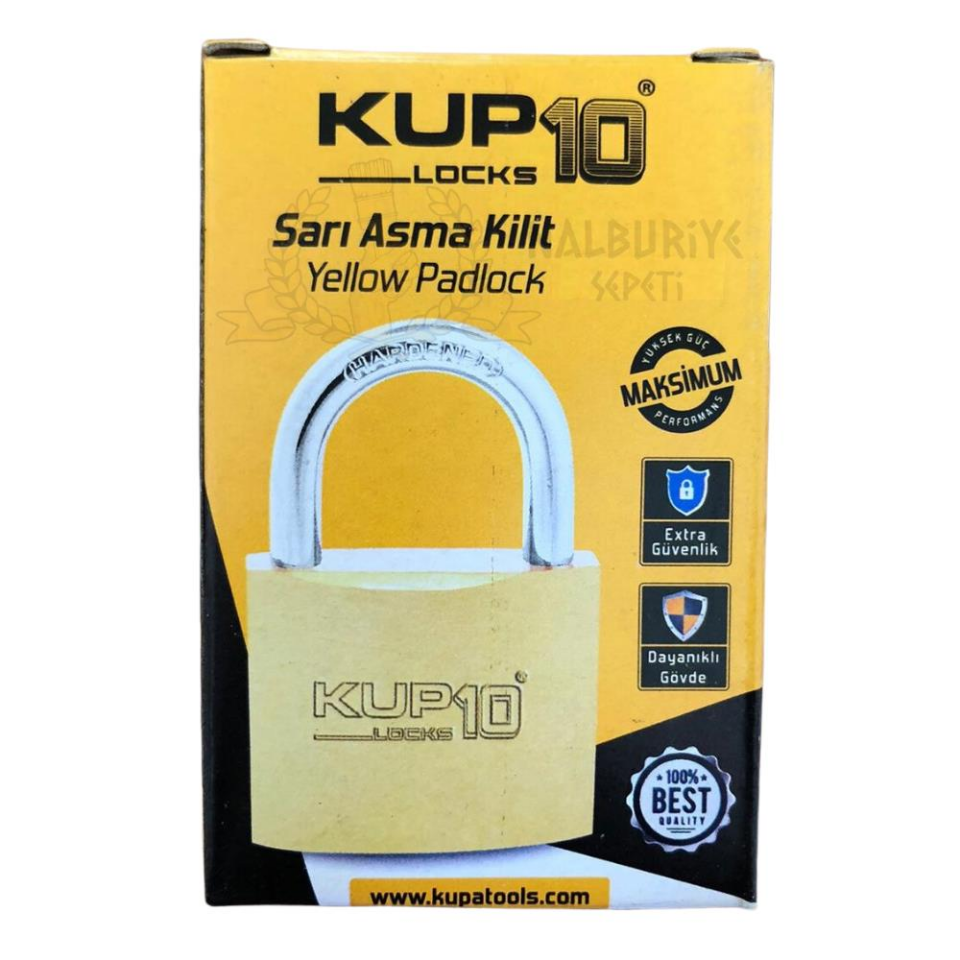 Kupa Asma Kilit Sarı 32 mm. - 3 Anahtarlı