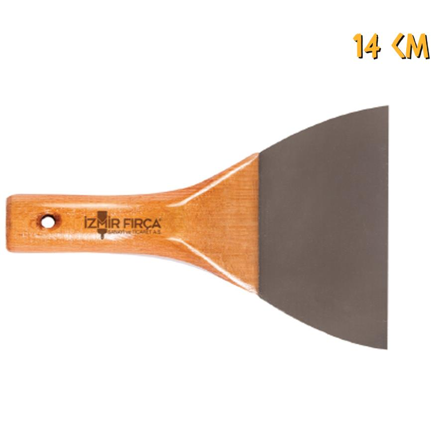 İzmir Fırça Ahşap Saplı Çelik Spatula - 14 cm.