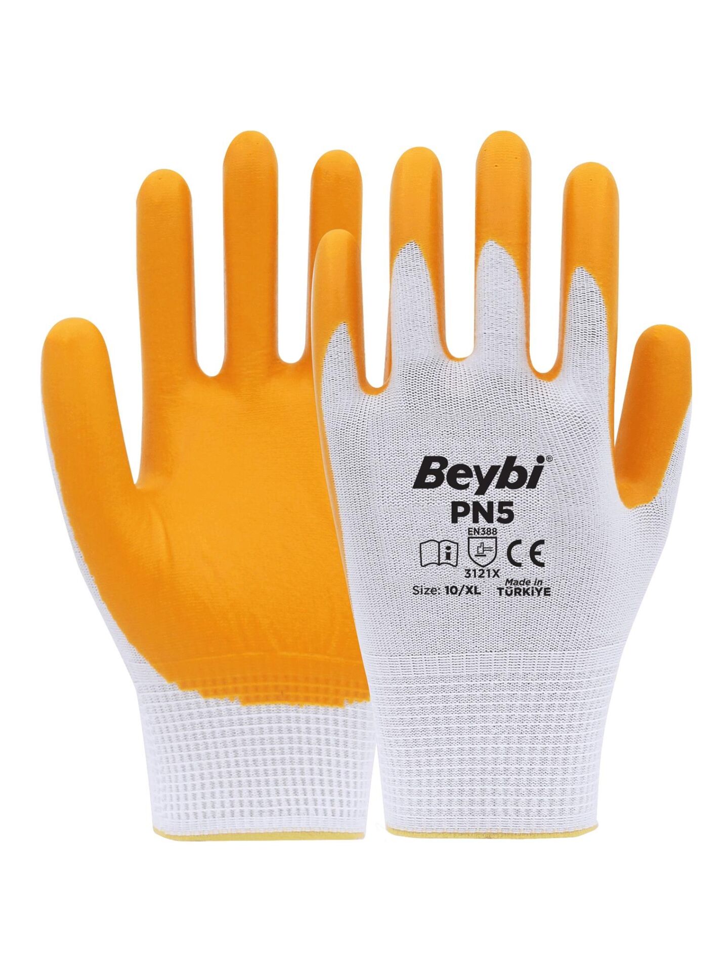 Beybi Polyester-Nitril İş Eldiveni PN5 No: 10 Sarı - 1 Çift