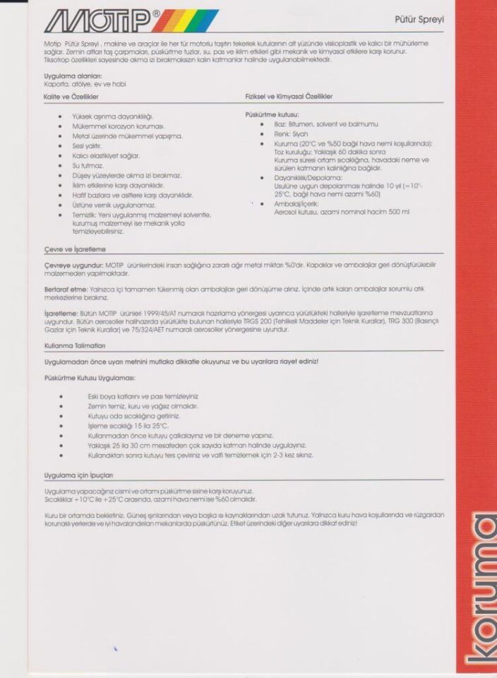 Motip Pütür Spreyi SİYAH 500 ml.