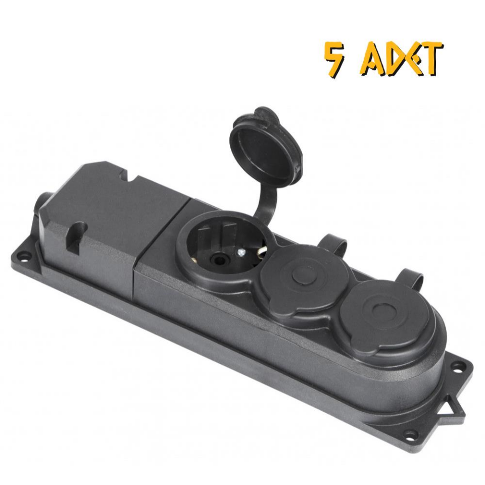 Kupa Monofaze Kauçuk Üçlü Priz - 5 Adet