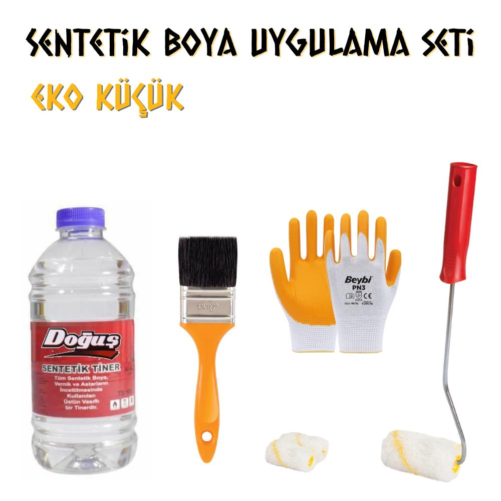 Boya Uygulama Seti Eko Küçük - Tiner-Fırça-Rulo-Eldiven