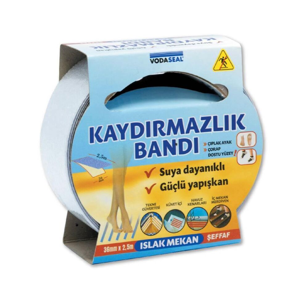 VodaSeal İç Mekan Kaydırmazlık Bandı Şeffaf - 36 mm x 2.5 mt.