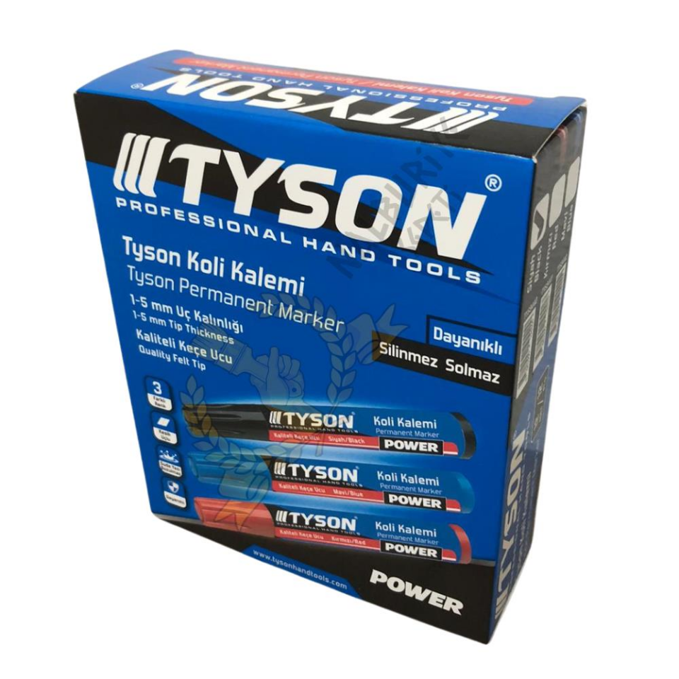 Kupa Tyson Kesik Uçlu Koli Kalemi Siyah - 12 Adet