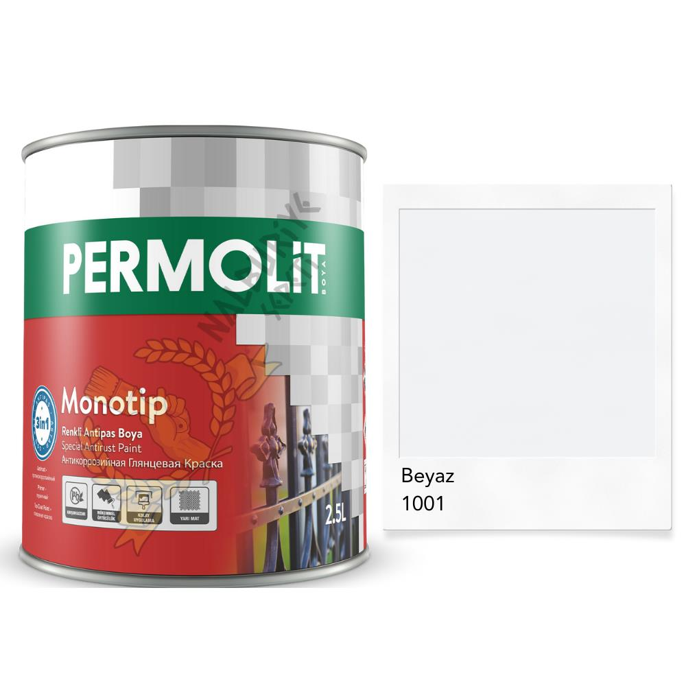 Permolit Monotip Astarlı Antipas Boya BEYAZ 0.75 Lt.
