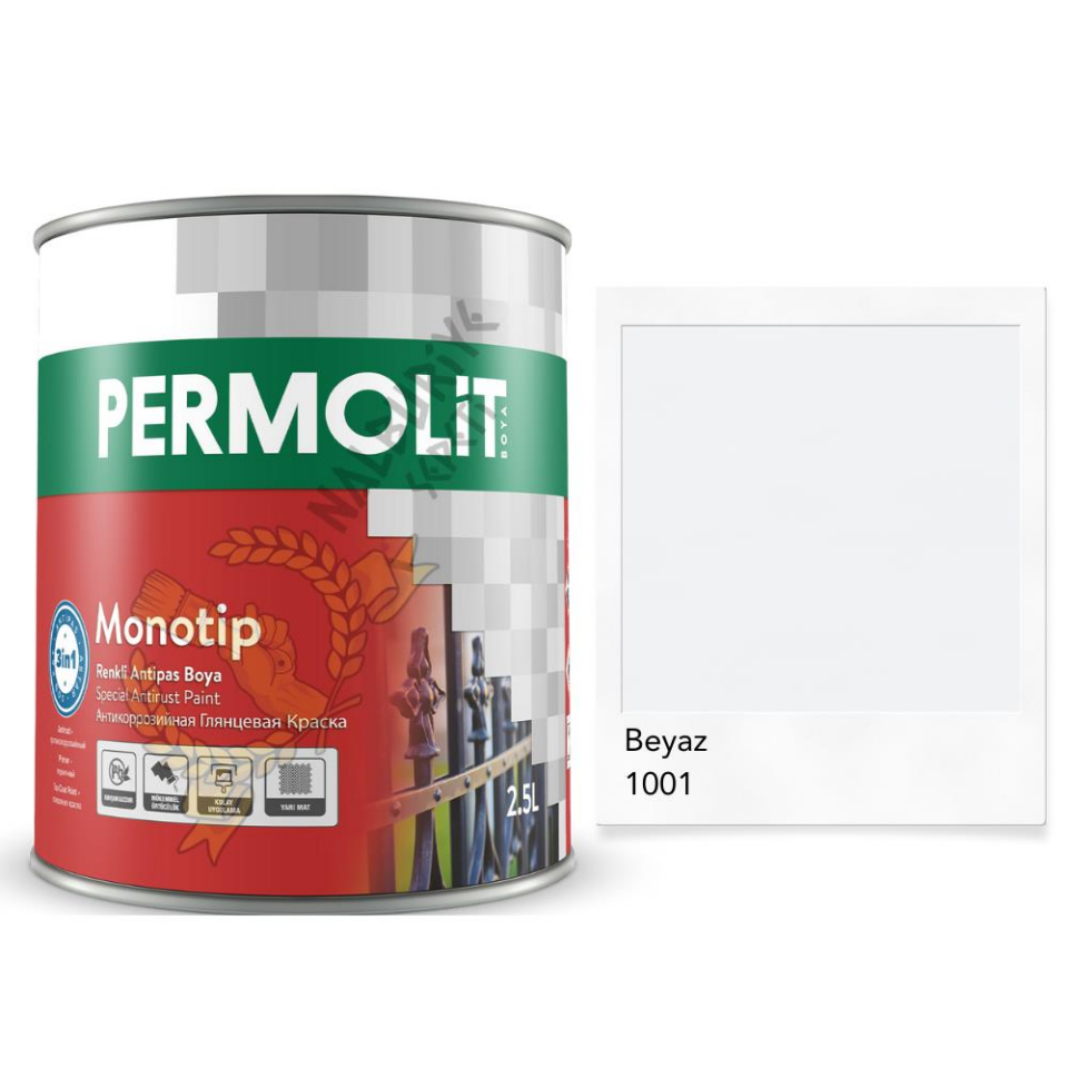 Permolit Monotip Astarlı Antipas Boya BEYAZ 0.75 Lt.