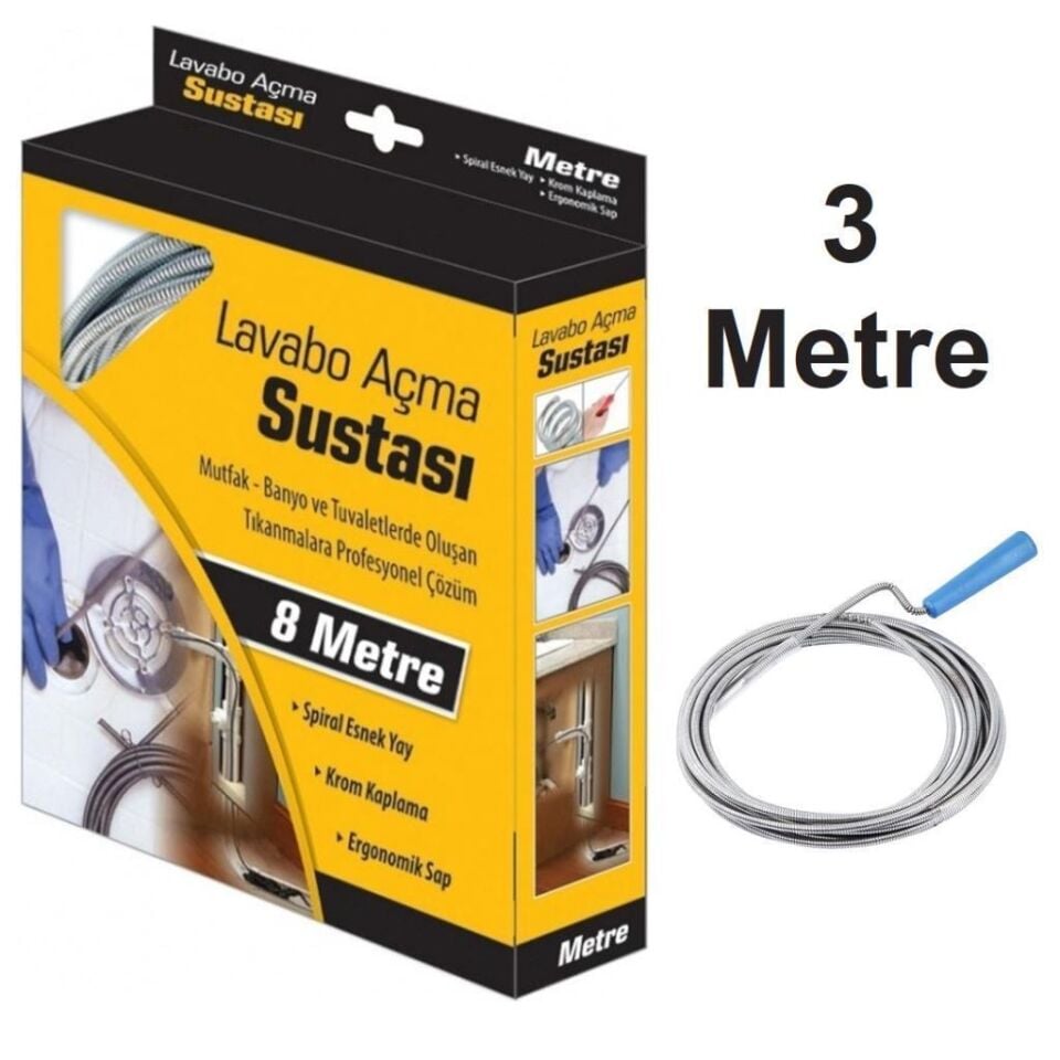 Kupa Lavabo Açma Sustası Gider Açıcı Spiral 3 mt.