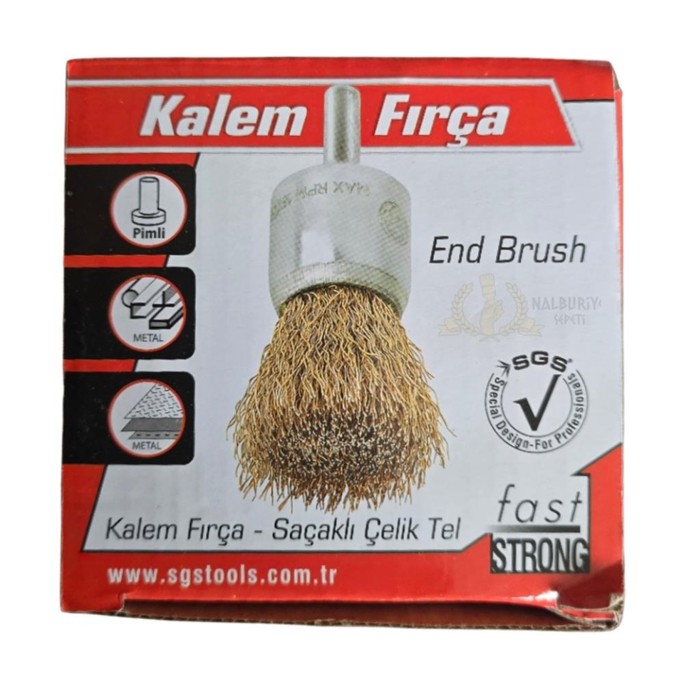 SGS Pimli Çelik Tel Fırça - Saçaklı Kalem - 12 mm. - 1 Adet