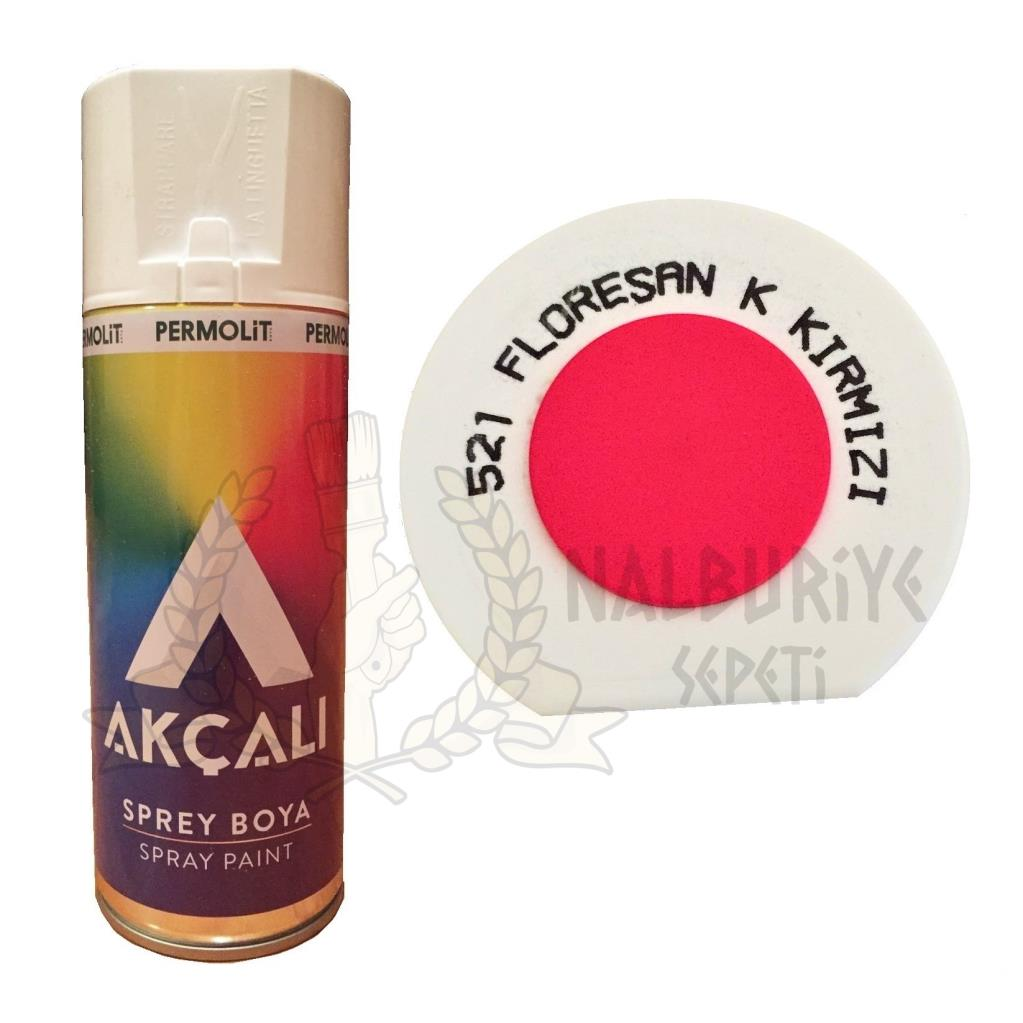 Akçalı Akrilik Sprey Boya FLORESAN KOYU KIRMIZI 400 ml - 521