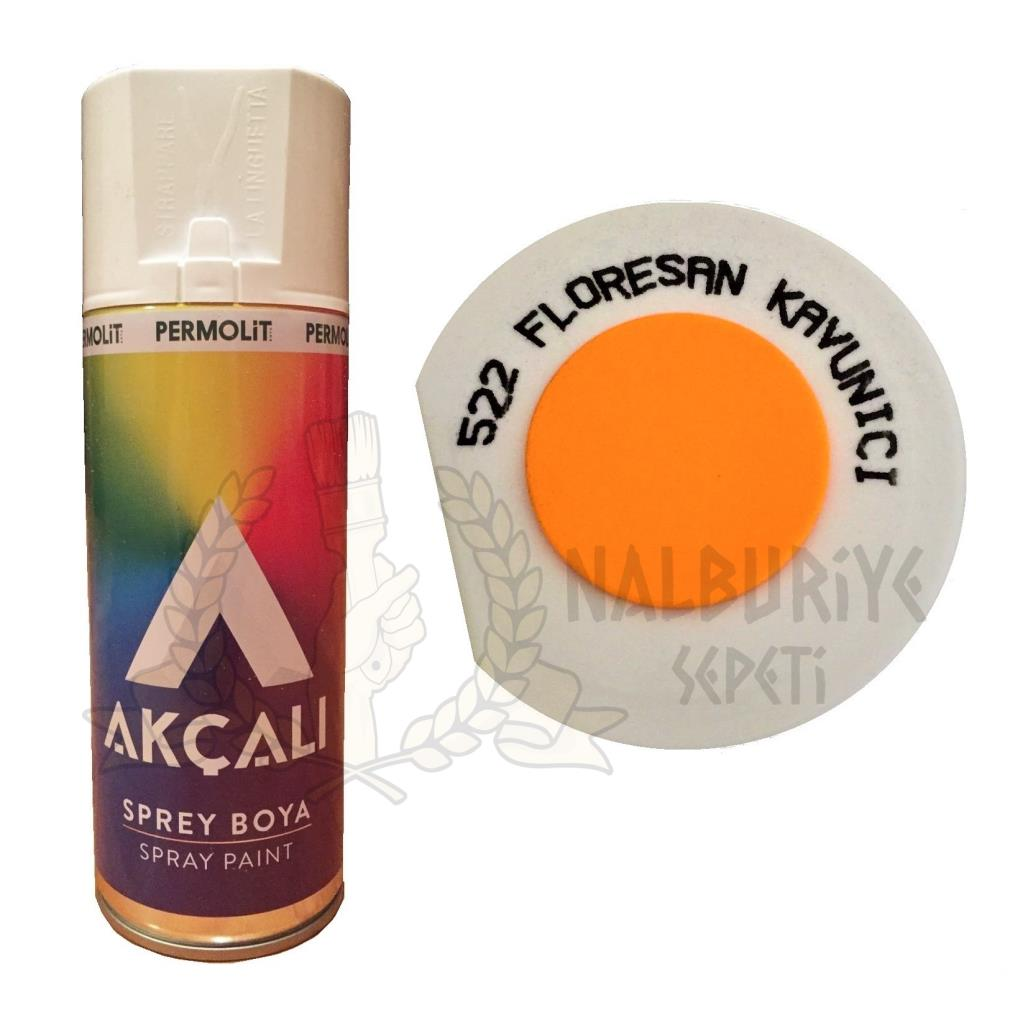 Akçalı Akrilik Sprey Boya FLORESAN KAVUNİÇİ TURUNCU 400 ml - 522