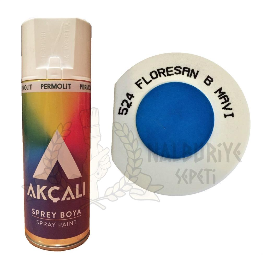 Akçalı Akrilik Sprey Boya FLORESAN BONCUK MAVİ 400 ml - 524