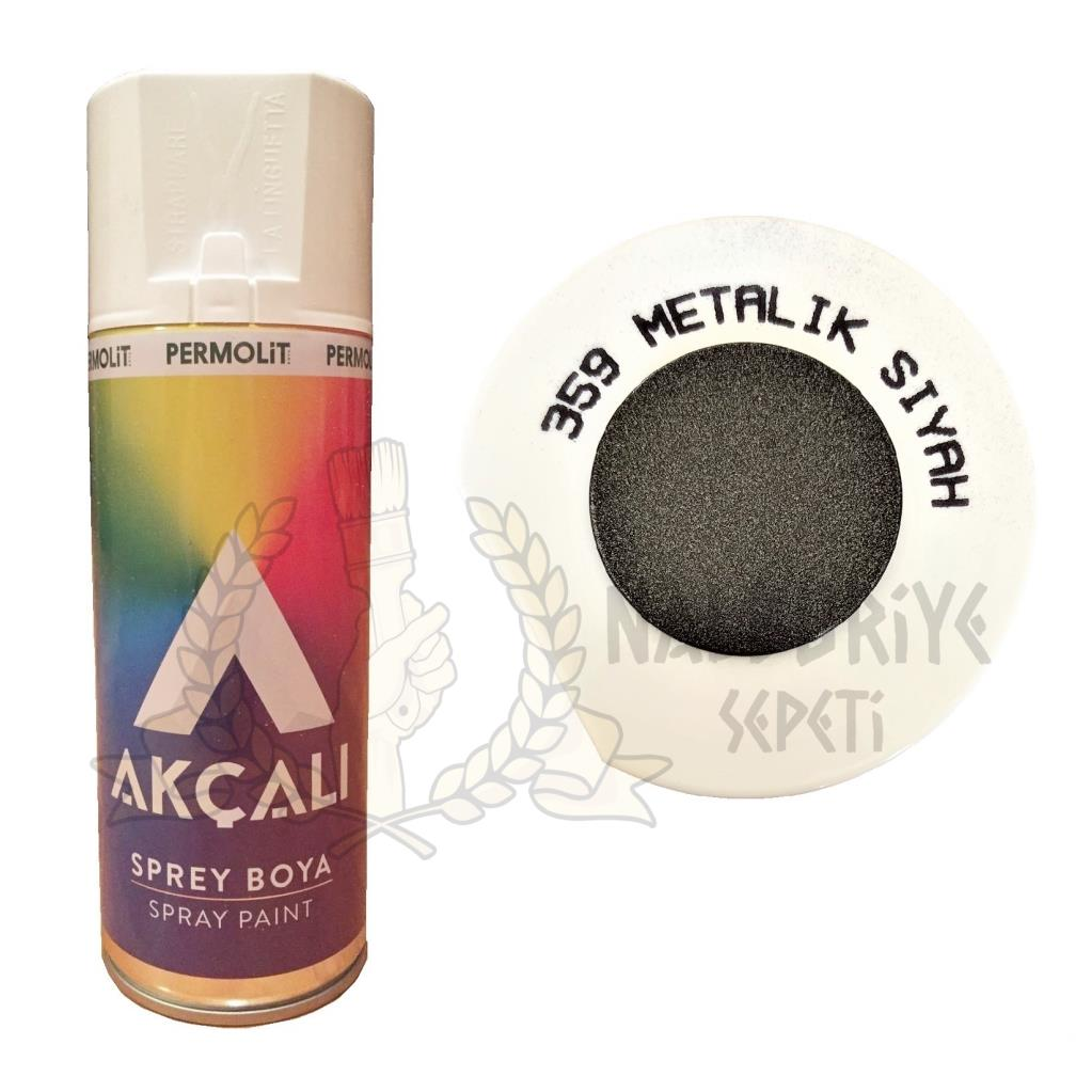 Akçalı Akrilik Sprey Boya METALİK SİYAH (Simli) 400 ml - 359