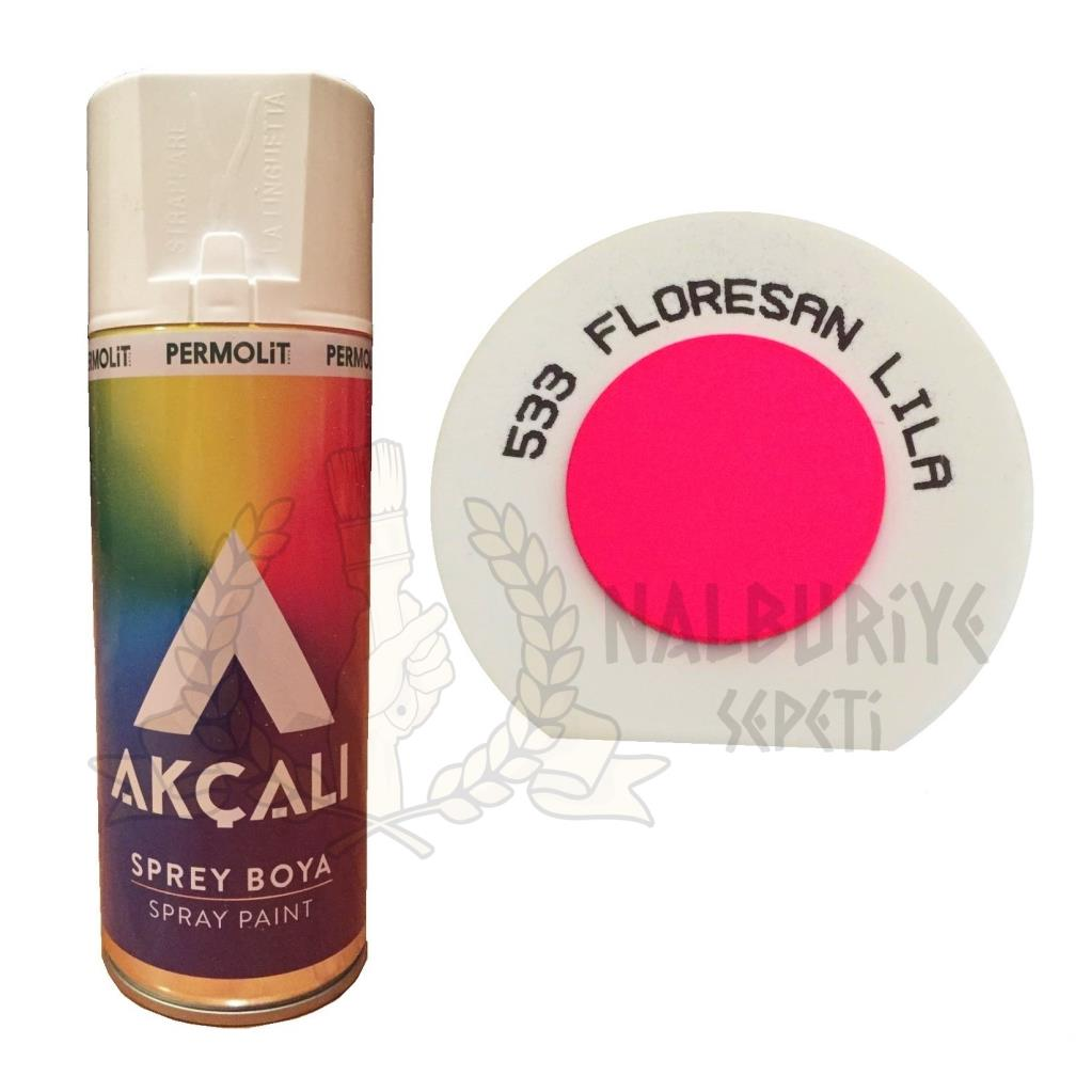 Akçalı Akrilik Sprey Boya FLORESAN LİLA PEMBE 400 ml - 533