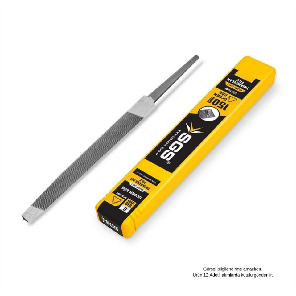 SGS Üçgen Eğe Regular Kalın Dişli 6'' - 150 mm. - 12 Adet