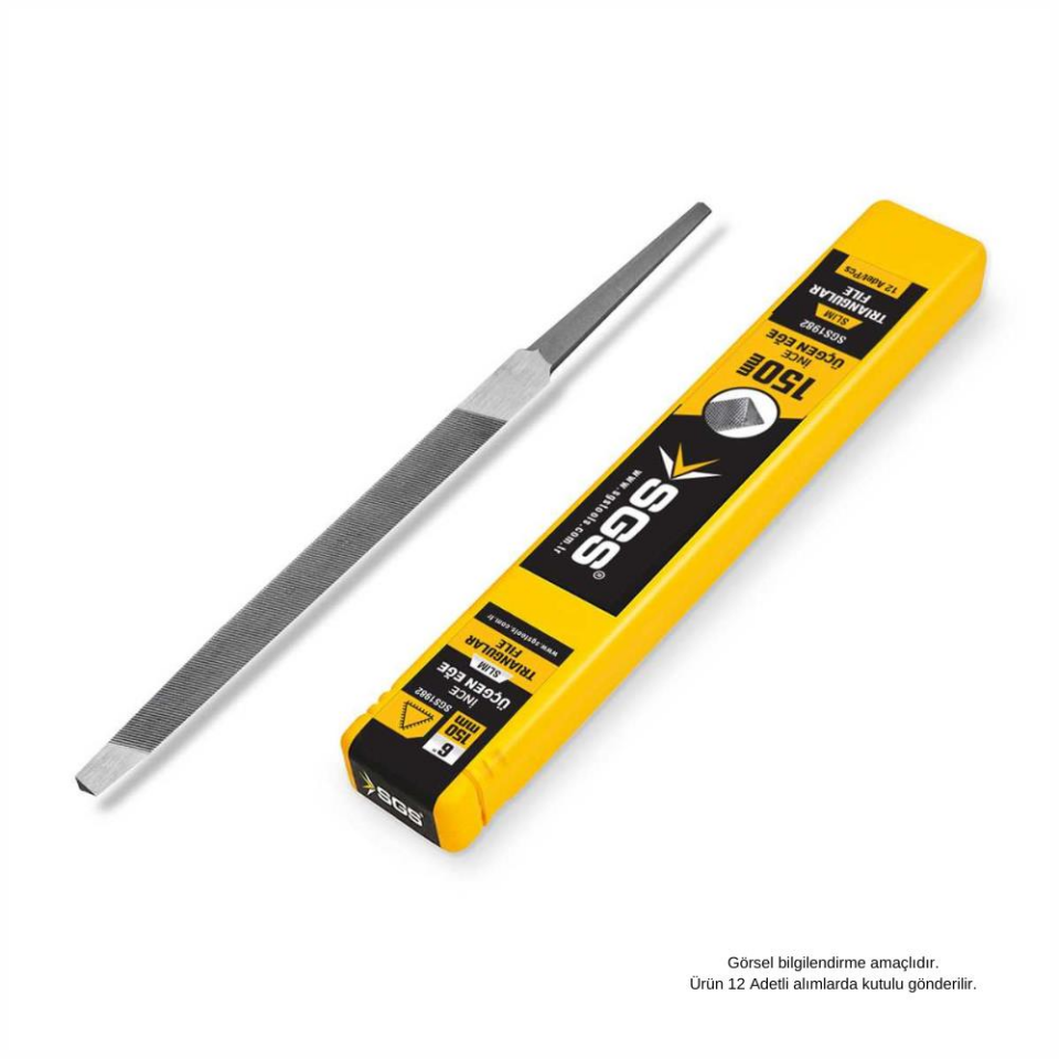 SGS Üçgen Eğe Slim İnce Dişli 6'' - 150 mm. - 12 Adet