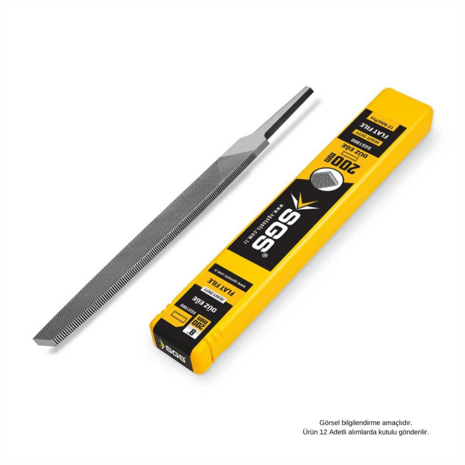 SGS Yassı Düz Eğe Orta Dişli 8'' - 200 mm. - 1 Adet