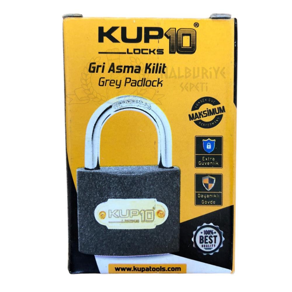 Kupa Asma Kilit Gri 50 mm. - 3 Anahtarlı