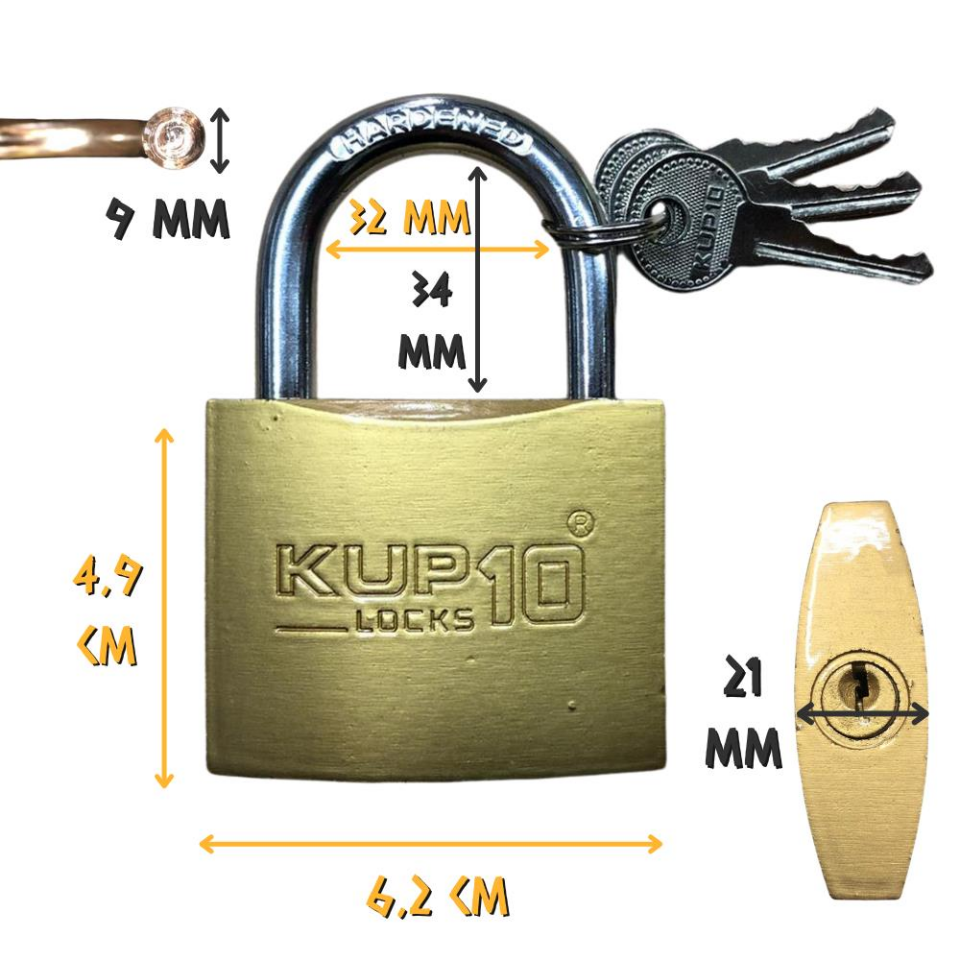 Kupa Asma Kilit Sarı 63 mm. - 3 Anahtarlı