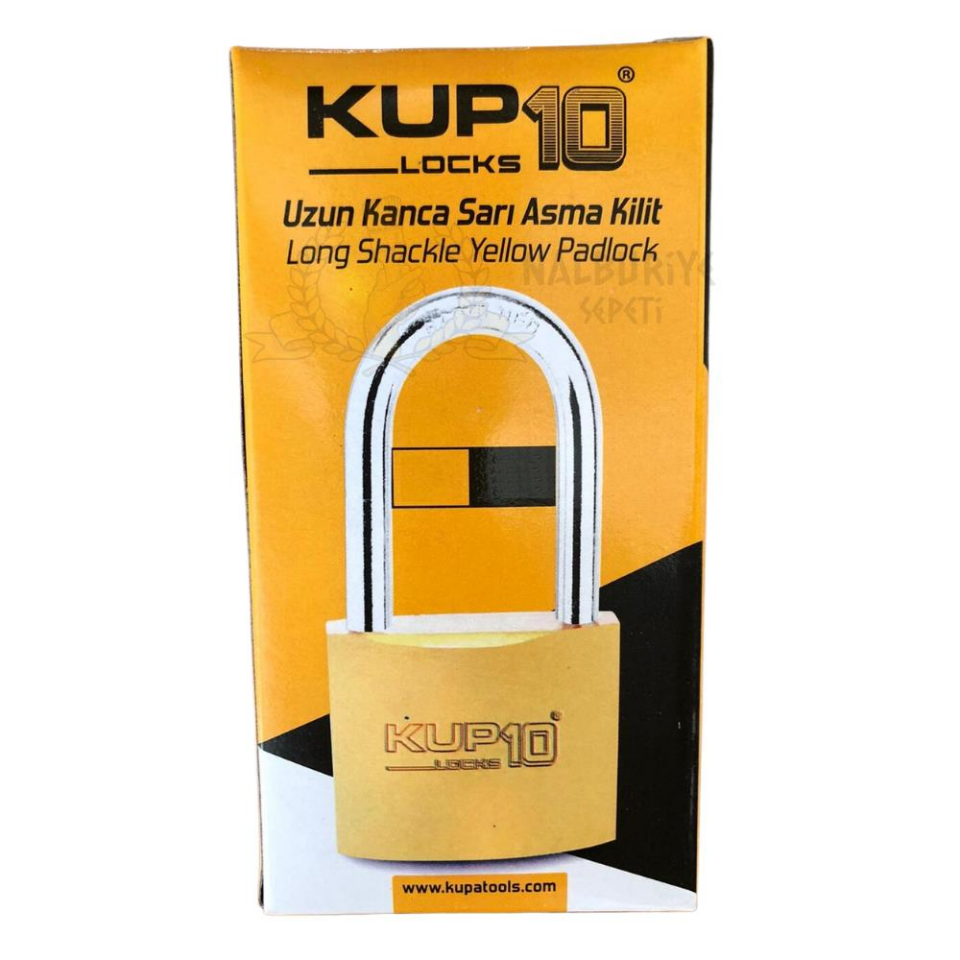 Kupa Uzun Kanca Asma Kilit Sarı 38 mm. - 3 Anahtarlı