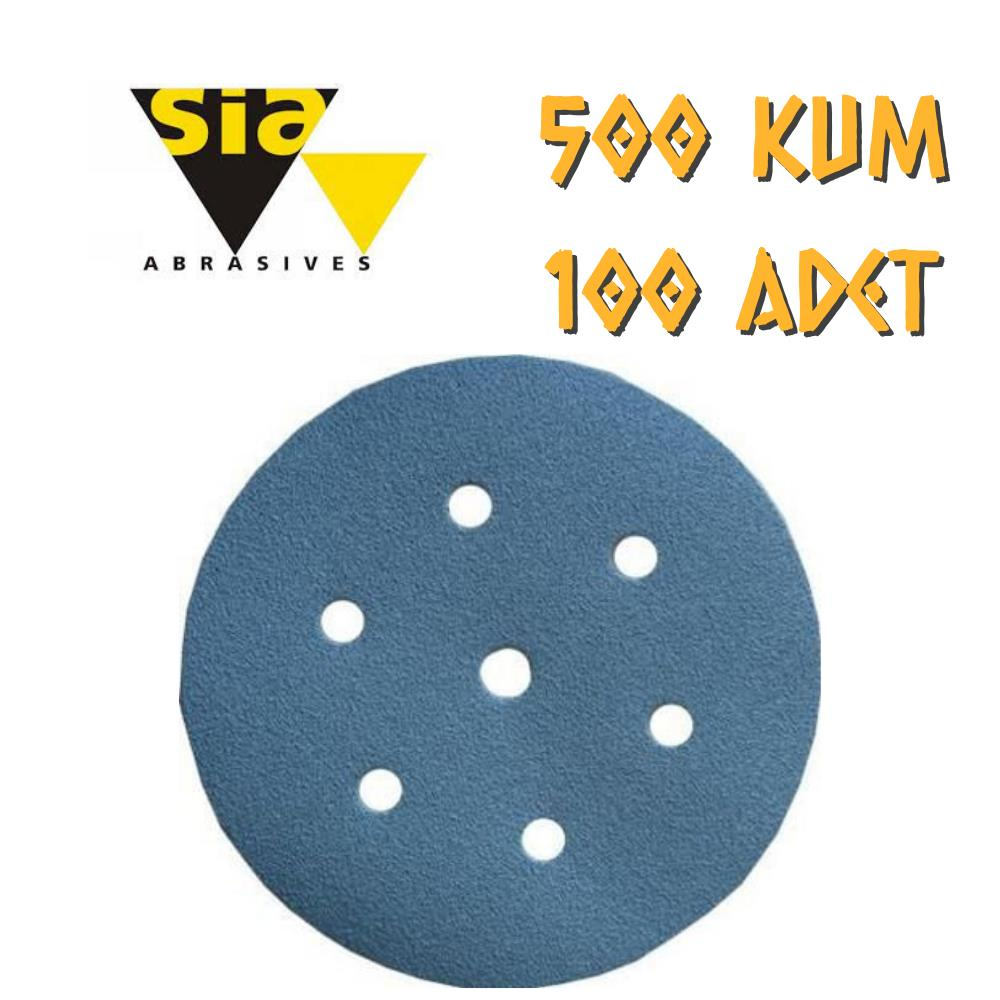 Sia 1949 Hookit 7 Delikli Cırt Zımpara 150 mm - P500 Kum - 100 Adet
