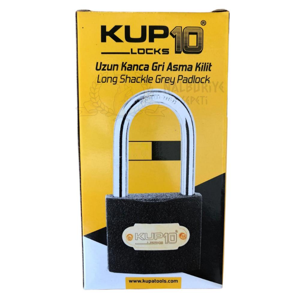 Kupa Uzun Kanca Asma Kilit Gri 38 mm. - 3 Anahtarlı