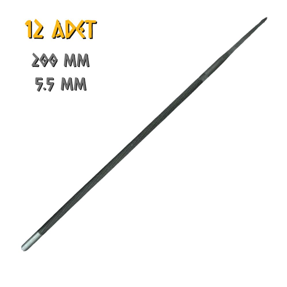 SGS Motorlu Testere Zincir Bileme Eğesi Yuvarlak 5.5 x 200 mm. - 12 Adet