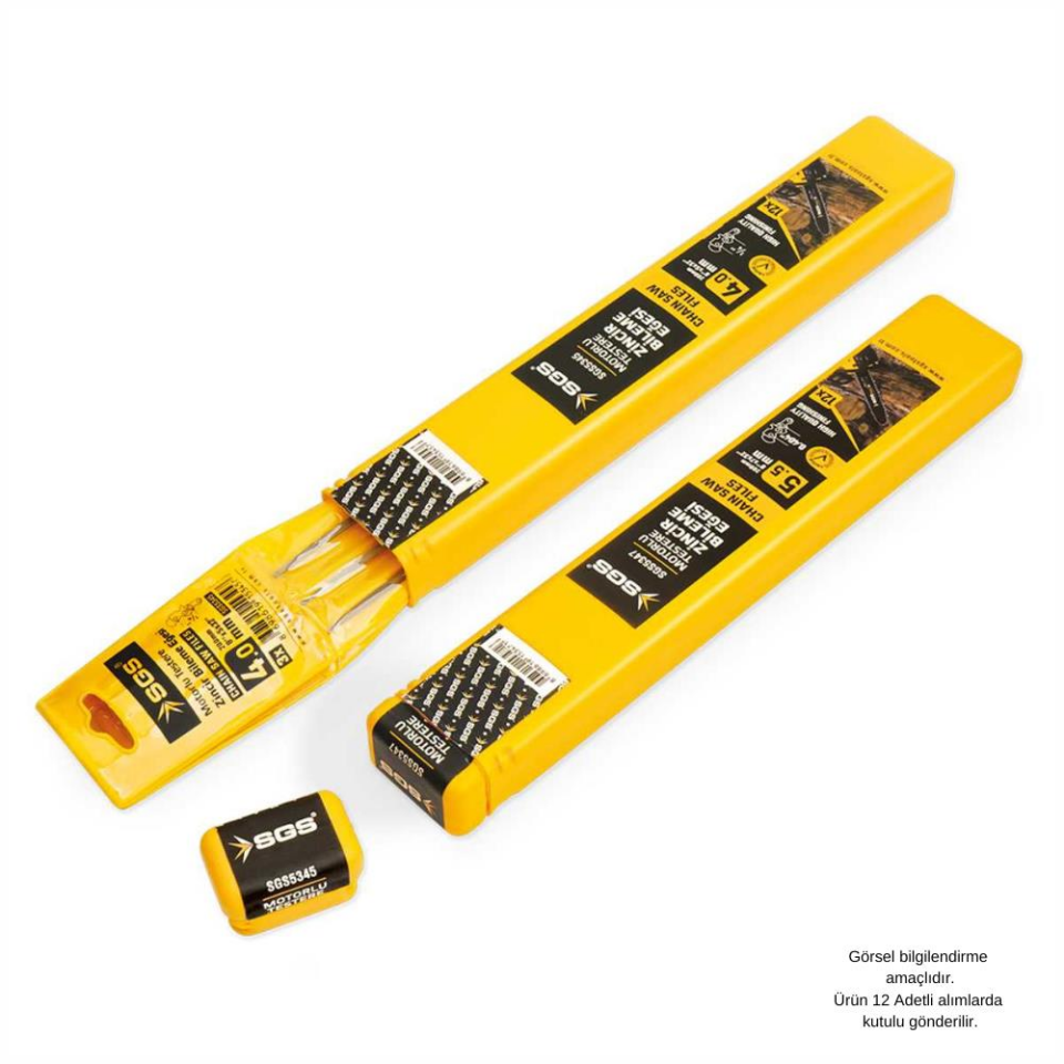 SGS Motorlu Testere Zincir Bileme Eğesi Yuvarlak 5.5 x 200 mm. - 12 Adet