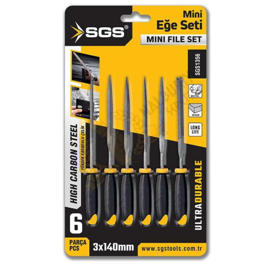 SGS Saplı Mini Eğe Seti Ahşap ve Metal 3 x 140 mm. - 6 Farklı Parça
