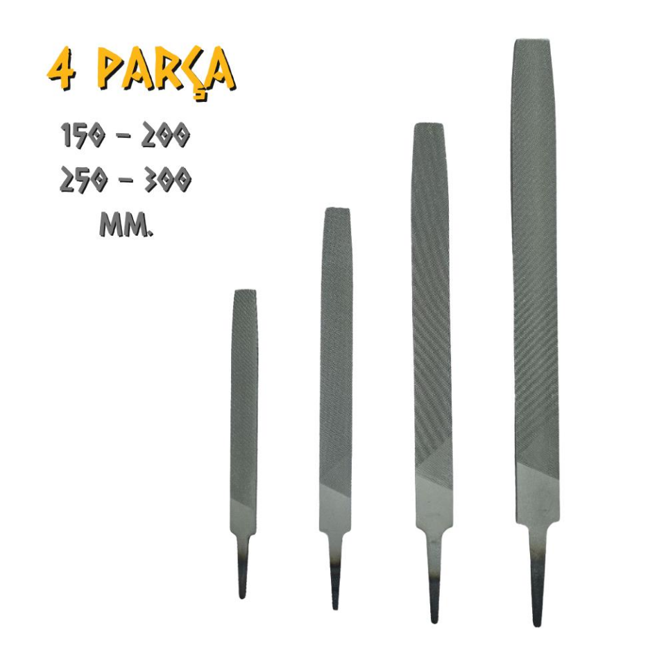 SGS Yassı Düz Eğe Seti Orta Dişli - 150-200-250-300 mm. - 4 Parça