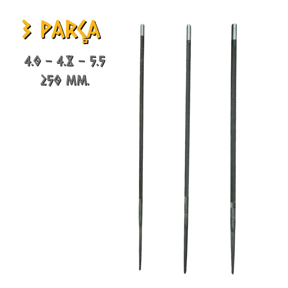 SGS Motorlu Testere Zincir Bileme Eğe Seti - 4.0-4.8-5.5 mm. - 3 Parça