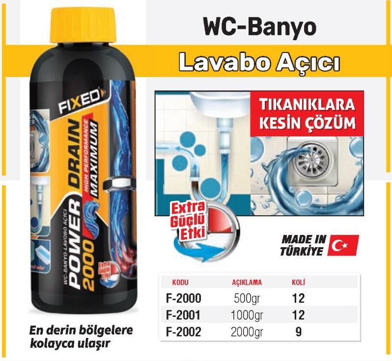 SGS Fixed WC Banyo Lavabo Sıvı Gider Açıcı Dökaç 2000 gr.