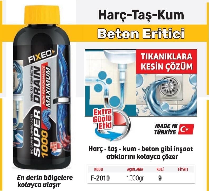 SGS Fixed Taş Harç Beton Kum Atık Eritici Gider Açıcı Dökaç 1000 gr.