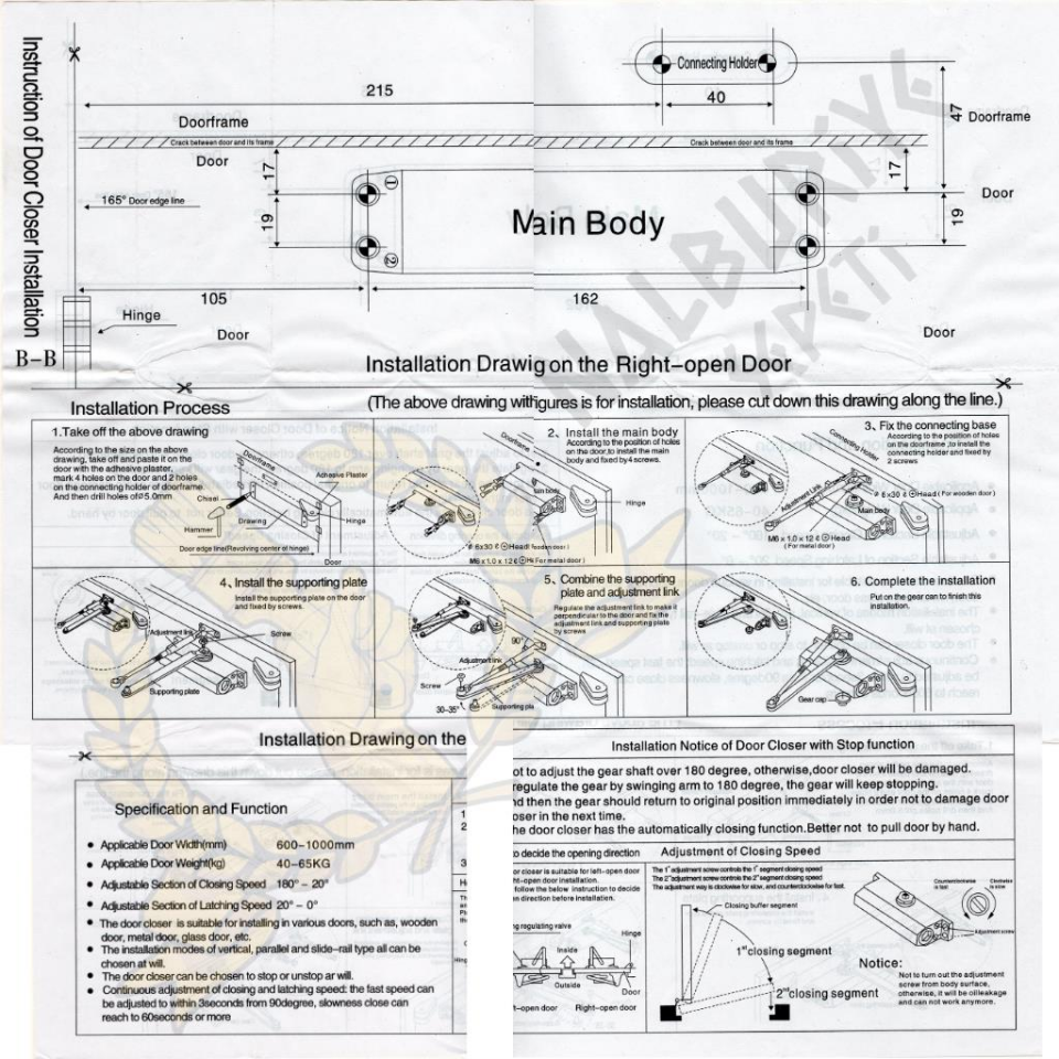 Kupa Kapı Hidroliği No: 3 - Orta Ağır Kapı Yavaşlatıcı