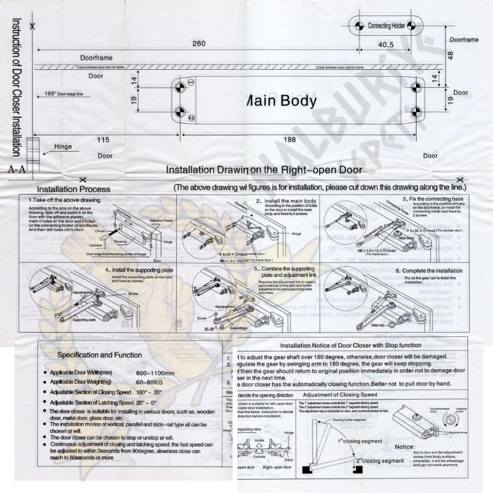 Kupa Kapı Hidroliği No: 4 - Ağır Kapı Yavaşlatıcı