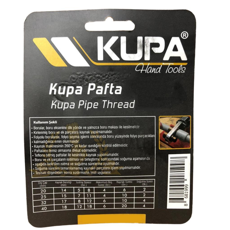 Kupa Alüminyum Boru Kaynak Paftası 20 mm.