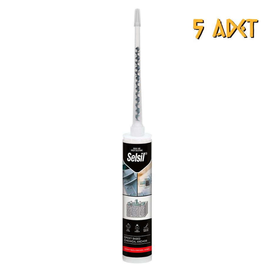 Selsil 2K Epoksi Bazlı Kimyasal Dübel 300 ml. - 5 Adet