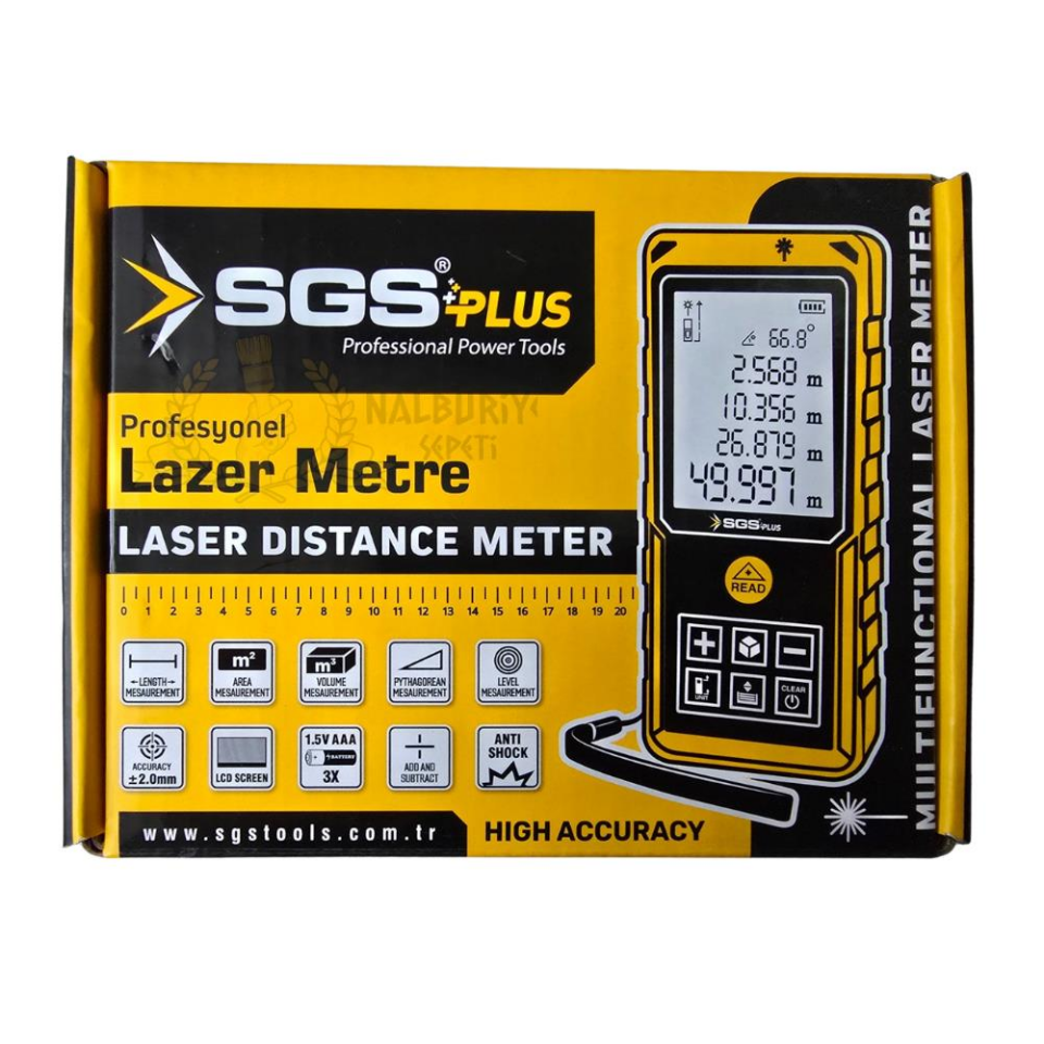 SGS Lazer Metre 60 mt.- Uzunluk Alan Hacim Açı Ölçme