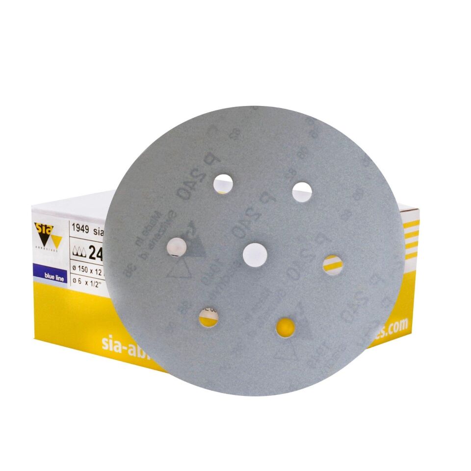 Sia 1949 Hookit 7 Delikli Cırt Zımpara 150 mm - P80 Kum - 10 Adet