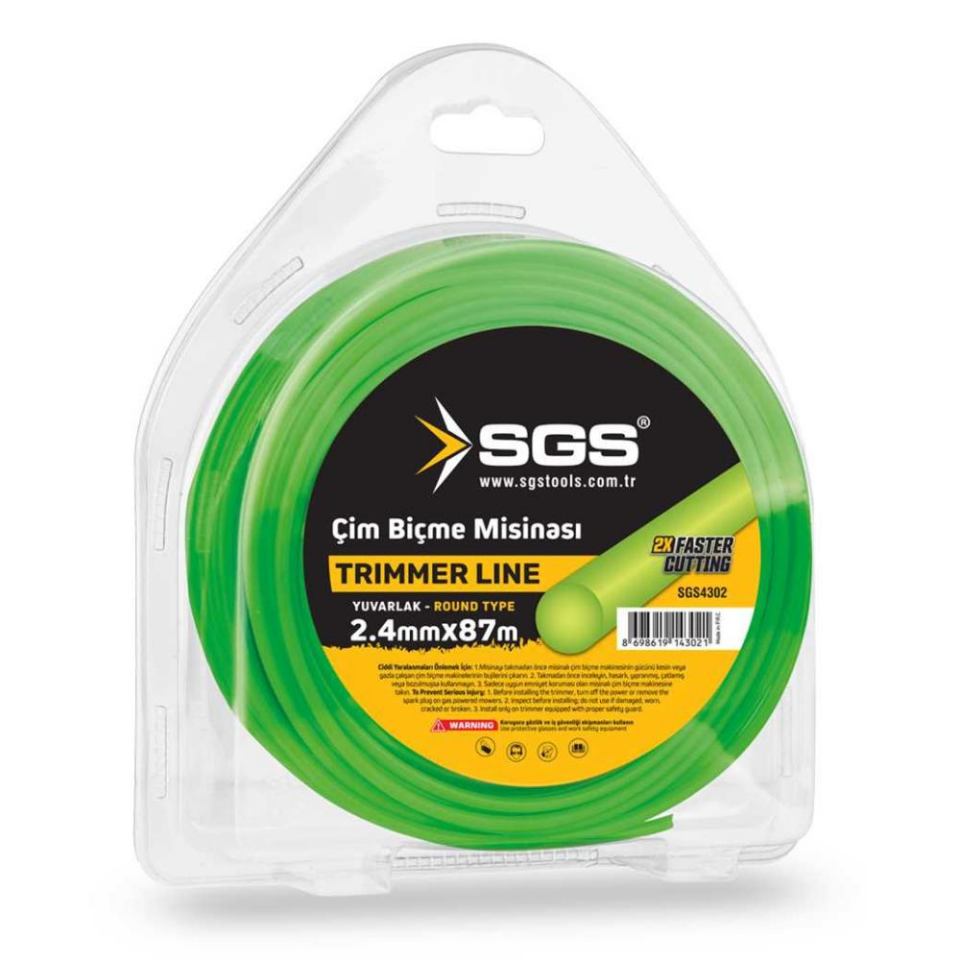 SGS Çim Biçme Tırpan Misinası - Yuvarlak - 2.4 mm. - 87 mt