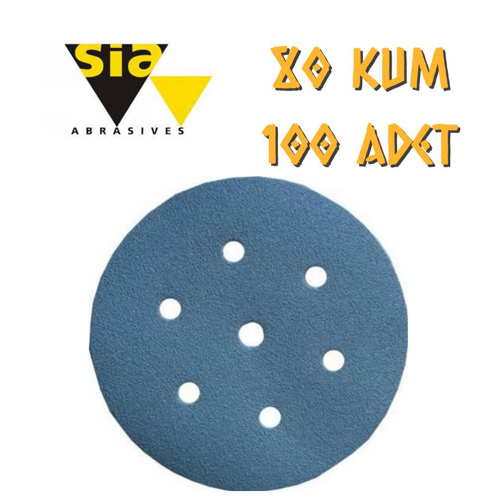 Sia 1949 Hookit 7 Delikli Cırt Zımpara 150 mm - P80 Kum - 100 Adet