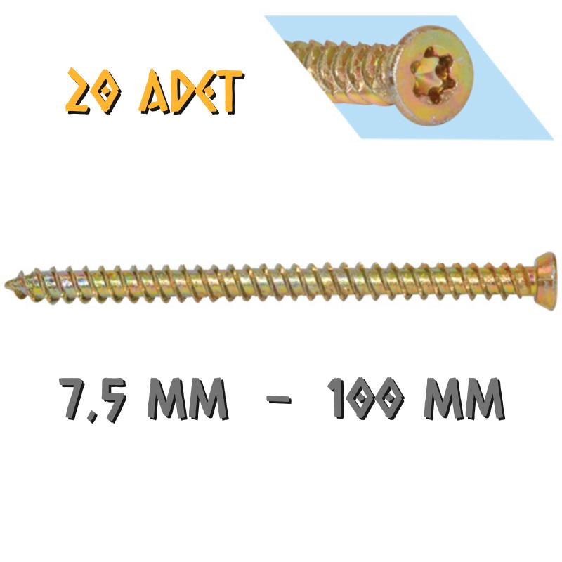 Yağmur Vida Buldex Beton Vidası 7.5x100 mm. - 20 Adet