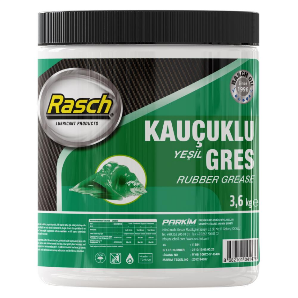 Rasch Kauçuklu Katı Gres Yağı Yeşil - 3.6 Kg.