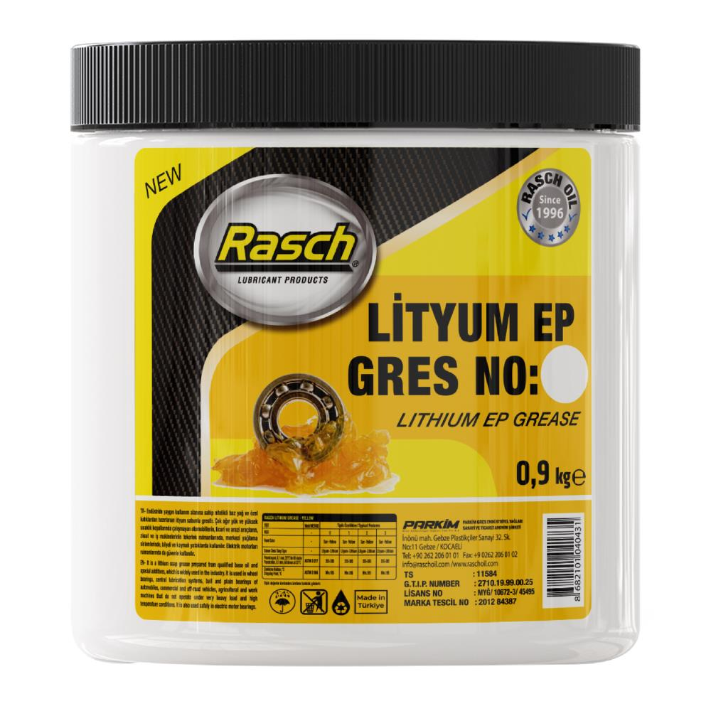 Rasch Lityumlu Yüksek Basınç EP2 Katı Gres Yağı Sarı - 0.9 Kg.