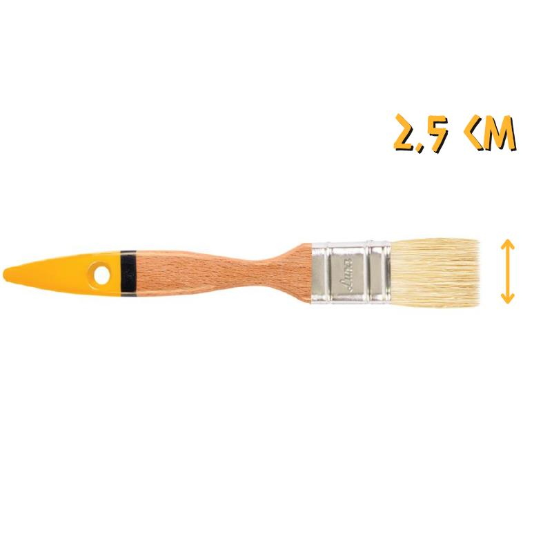 İzmir Fırça Luna Ahşap Saplı Kestirme Boya Fırçası No: 1 - 2.5 cm.