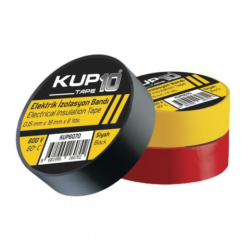 Kupa Elektrik İzole Bandı Siyah - 10 Adet