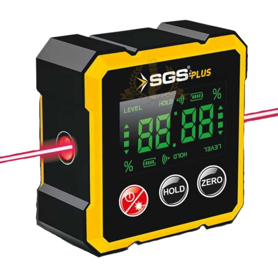 SGS Mıknatıslı Çift Yönlü Lazer Açı Ölçer - 1.8'' Ekran - Type-C Şarj