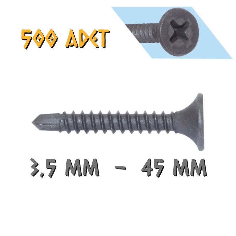 Yağmur Vida Alçıpan Vidası Matkap Uçlu 3.5x45 mm. - 500 Adet