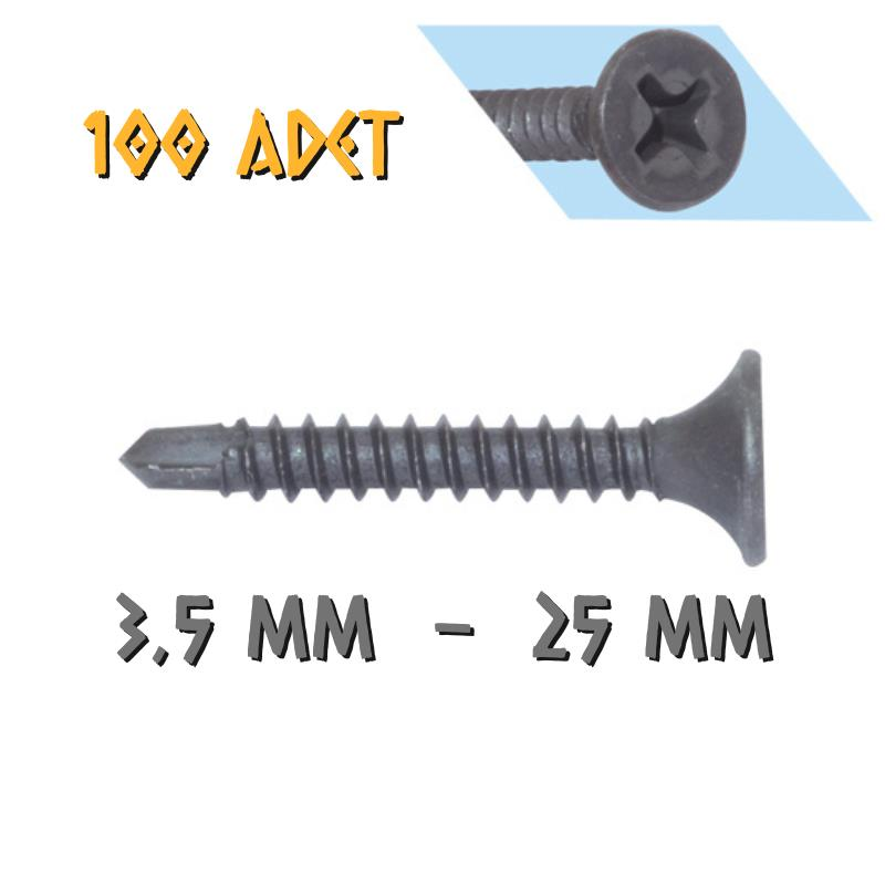 Yağmur Vida Alçıpan Vidası Matkap Uçlu 3.5x25 mm. - 100 Adet