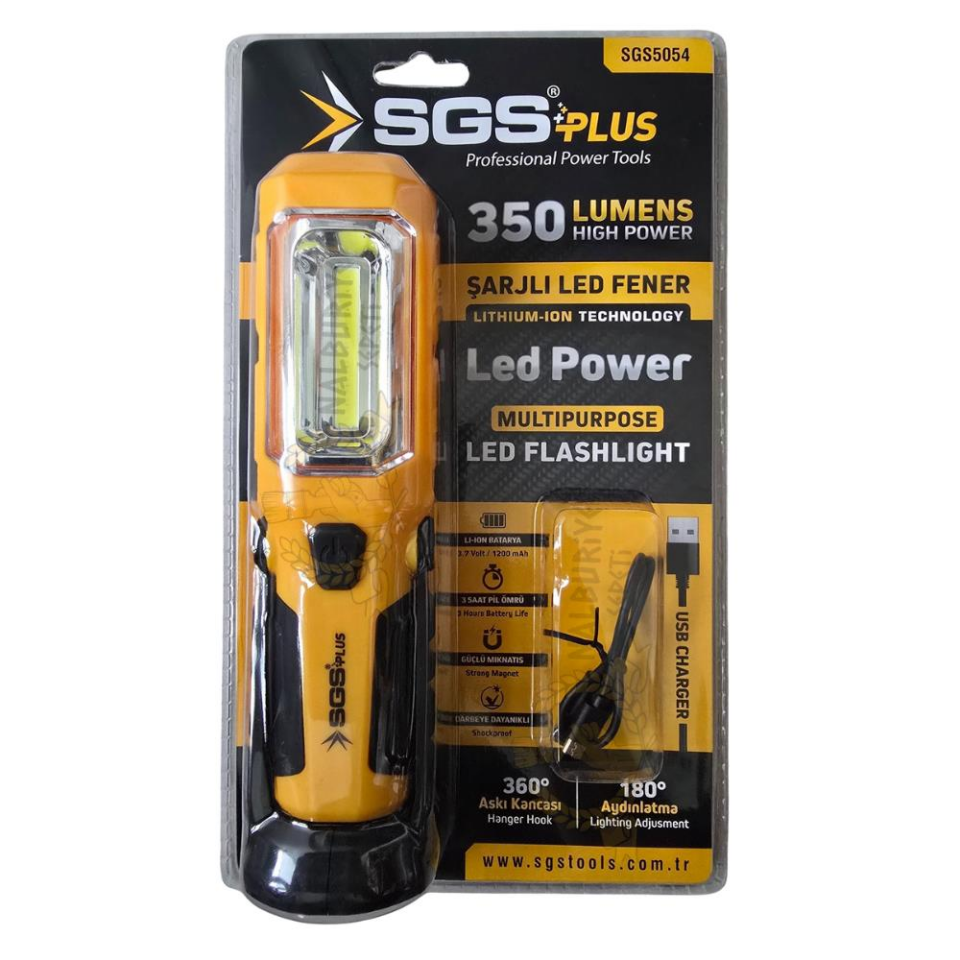 SGS USB Şarjlı Mıknatıslı Ayaklı Led Fener 350 Lumen
