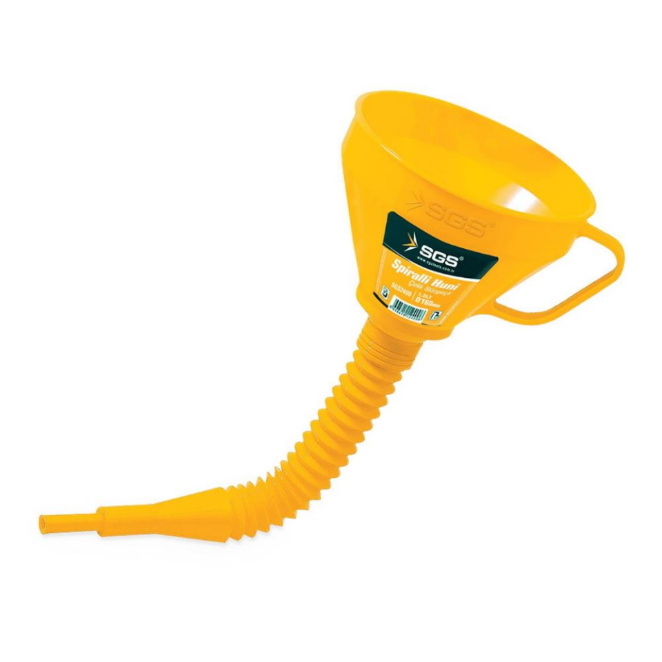 SGS Çelik Süzgeçli Spiralli Yağ Hunisi - Ağız 160 mm. - Uzunluk 420 mm. - 1.2 lt.